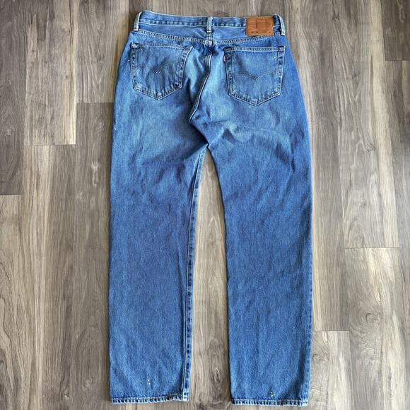 Levis 501 Premium Jeans Mens 36x34 Blue Big E Modern 93 Washed Out Faded Pants - Picture 8 of 8